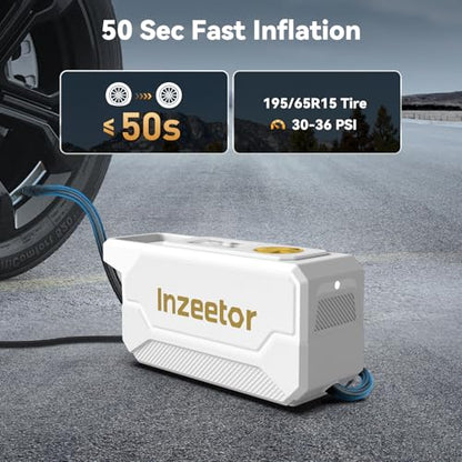 150 PSI Tire Inflator Portable Air Compressor with Digital Pressure, White - color: White