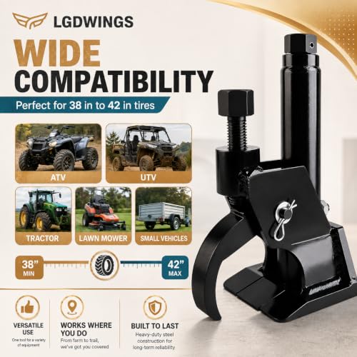 Manual Tire Bead Breaker Tool, Heavy Duty Bead Buster for 38" to 42" Tires, Adjustable Tire Repair Kit for ATV, UTV, Tractor and Lawn Mower, Black (Use Hand Wrench Only) - color: BLACK