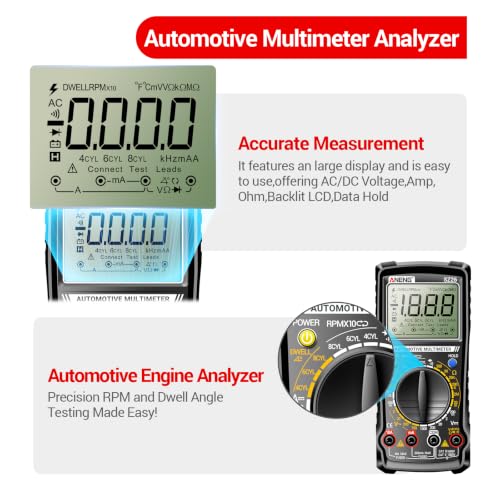 ANENG SZ26 Digital Multimeter, Engine Analyzer, 500-10000 RPM Tachometer - color: Black