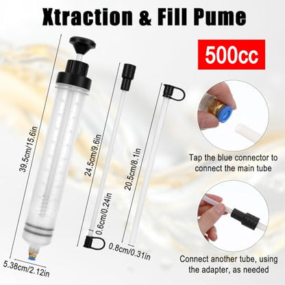 2pcs 500cc Oil Extractor Pump Automotive Fluid Extractor Pump Vacuum Pumps Oil Fluid extractors Pumps Brake Fuid Extractors and Oill Syringe Manual Suction Vacuum Fuel Car Transfer