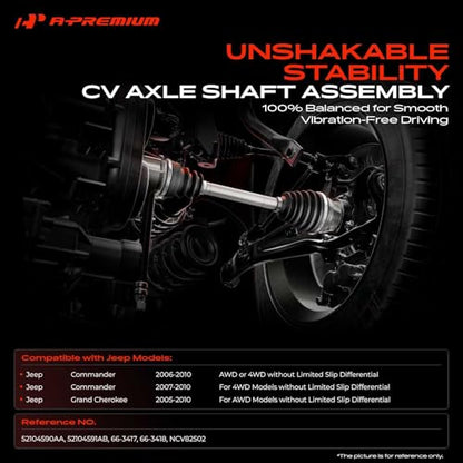 A-Premium Set of 2 Front CV Axle Shaft Assembly - style: Front Driver and Passenger Side