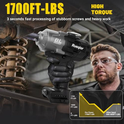 Cordless Impact Wrench 1/2" Compatible with Dewalt 20V Battery - color: Black 2000n 1/2in
