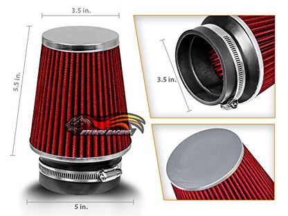 Rtunes Racing 3.5-Inch 89mm Narrow Washable Dry Cone Air Filter, Red - size: Narrow 3.5"