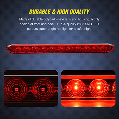 Nilight 16" LED Trailer ID Marker Light Bar, Red, 2-Pack - color: 2Pcs 16" Red 11LED