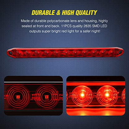 Nilight 16" LED Trailer ID Marker Light Bar, Red, 2-Pack - color: 2Pcs 16" Red 11LED