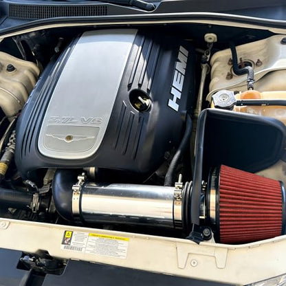PHILTOP 4" Cold Air Intake Kit Fit for 2008-2010 Dodge Challenger - color: Red, size: 2005-2008 Magnum 5.7/6.1L