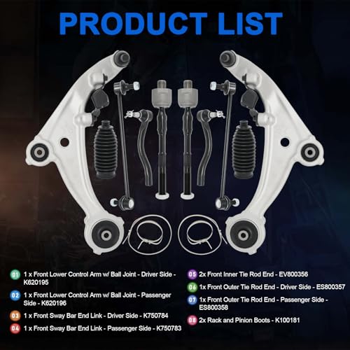 10pcs Front Lower Control Arms Suspension Kit for 2007-2013 Nissan Altima