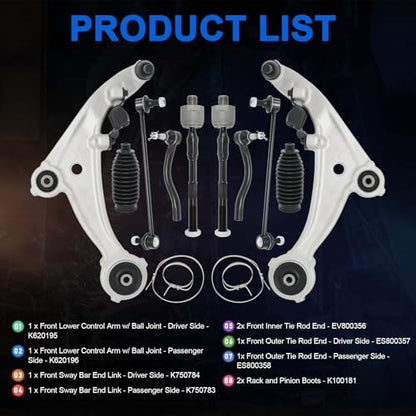 10pcs Front Lower Control Arms Suspension Kit for 2007-2013 Nissan Altima