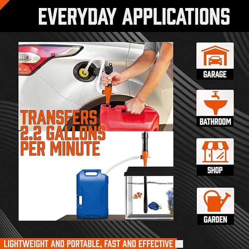 HORUSDY Battery Portable Battery Operated Gas & Water Pump, Powered Fuel Transfer Pump, 2.2GPM Gasoline & Liquid Siphon Pump, Automatic Gas Pump for Gas Can & Tank, Handheld Liquid Transfer Pump - size: 2.2GPM Gasoline & Liquid Siphon Pump