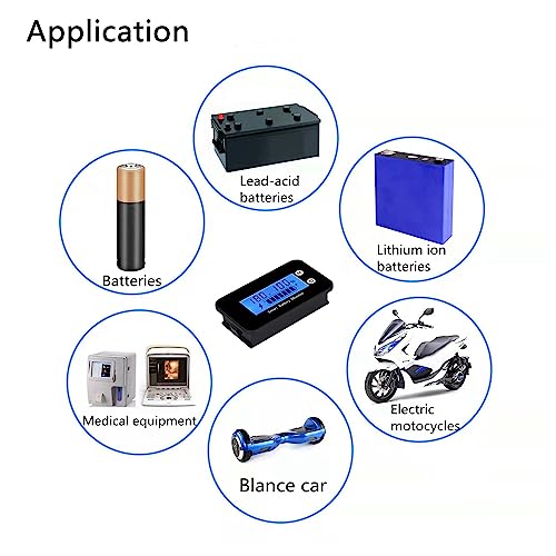 IPX7 Waterproof 7-100V Monitor with Bracket Buzzer Alarm &Temperature - color: Blue