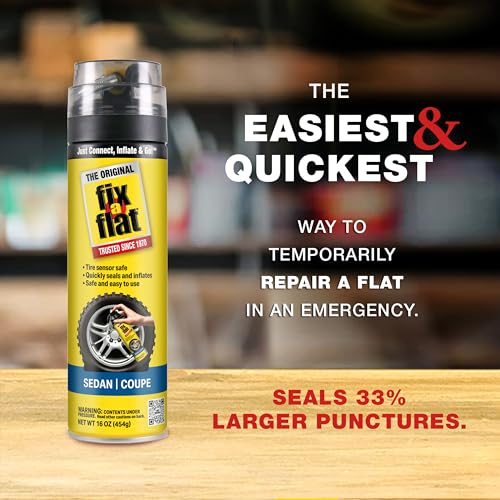 Fix-A-Flat S60420-6PK Aerosol Emergency Flat Tire Repair and Inflator, for Standard Tires, Eco-Friendly Formula, Universal Fit for All Cars, 16 oz. (Pack of 6) - size: Sedan / Coupe (Pack of 6)