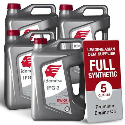 Idemitsu IFG3 0W-20 SP/GF-7A Full Synthetic Motor Oil – 5 Qt, Case of 4 - size: 5 Quart, style: 4 Pack