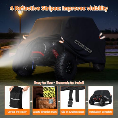 NEVERLAND UTV Cover Heavy Duty Waterproof 2-3 Seater All-Weather Protection - size: up to 126"L