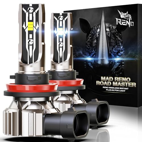 RENO H11 Bulb, Fanless In Line 6500K Cool White H9 H8 Fog Bulbs, Pack of 2 - size: H11
