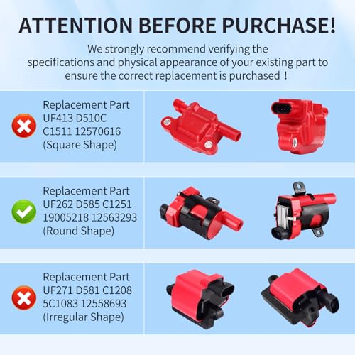 8Pcs High Performance Ignition Coil Pack and Spark Plug Wire Set UF262 - size: UF262
