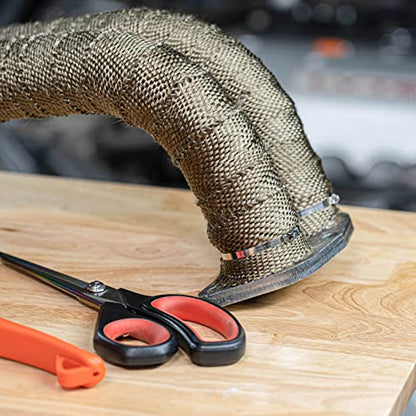 SunplusTrade 2" x 50' Titanium Exhaust Wrap for Motorcycle Car Headers with Stainless Steel Zip Ties