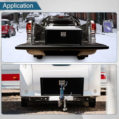36"X14"X16" Underbody Steel Utility Truck Toolbox Black Heavy Duty Steel Trailer Box Pick Up Truck Tool Box Storage Organizer w/Lock & Keys - size: 36"x14"x16"