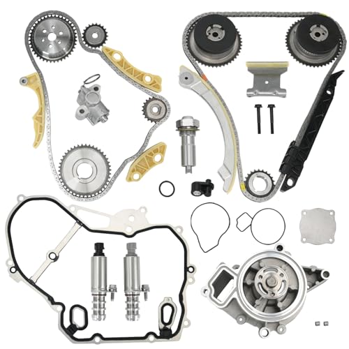 2.4 Ecotec Timing Chain Kit Water Pump VCT Solenoid Actuator Gear Compatible with 2009-2017 Chevy Equinox Malibu Cobalt Impala HHR, GMC Terrain, Buick Lacrosse Regal Verano 2.2L 2.4L Replace 9-4201S - size: 9-4201S w/Water Pump