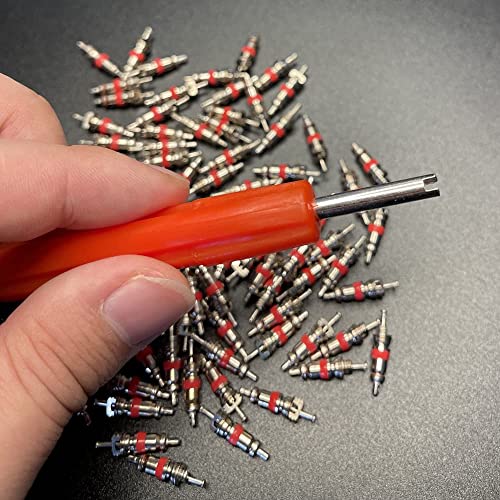 Aracey Tire Repair Tool Set - 4 x Dual Single Head Valve Core Remover and 100 Pieces Car Truck Replacement Tire Tyre Valve Stem Core Part