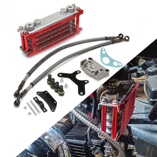 Motorcycle Oil Cooler Cooling Radiator Engine Kit Universal for CRF XR KLX 50 70 90 110 125 140cc SSR Taotao Coolster Kayo Apollo Dirt Pit Bike ATV Red - color: Red