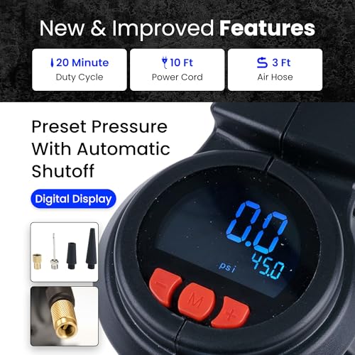 VIAIR EVC85P Digital 12V Tire Inflator, 60 PSI with Auto Shut-Off - size: Twist on Chuck, style: Digital Automatic/Twist on