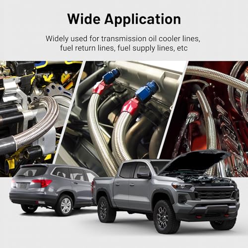 EVIL ENERGY 4AN Fuel Line Kit 20FT, 4AN Hose Stainless Steel Braided Fuel Line Hose Fitting Kit CPE, Silver - color: Silver, size: 4AN 20FT