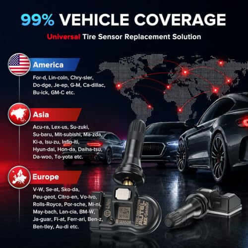 Autel TPMS Sensors Set of 4, MX-Sensor 315+433Mhz 2in1 Rubber Valve