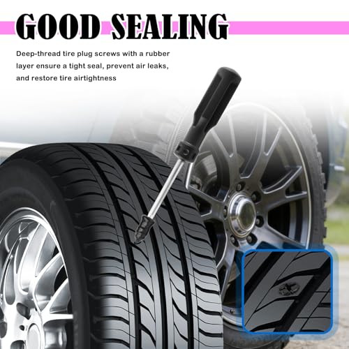 2026 Upgraded 60PCS Screw in Tire Plugs,Self-Service Tire Plugs Kit with Screwdriver for Emergency Tires Repair,Universal Tires Repair Rubber Nail Kit Car Accessories