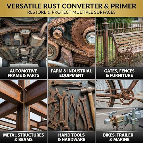 2-in-1 Rust Converter & Metal Primer - 1 Gallon Black Rust Paint Inhibitor for Metal, Ultra Car Rust Reformer & Encapsulator, Long-Lasting Anti Rust Conversion Coating, Heat Resistance - size: 128 Fl Oz (Pack of 1)
