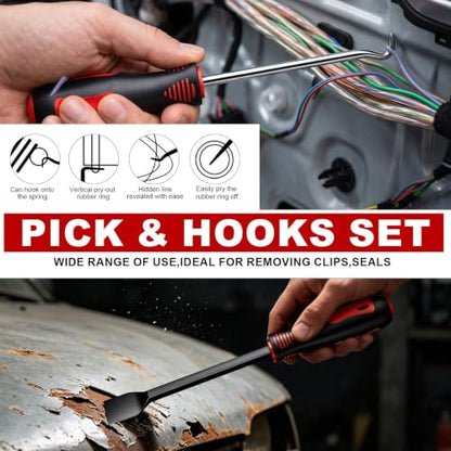 46 Pcs Hook and Pick Set Auto Trim Removal Tool Kit Car Clip Plier Red - color: Red, size: 46 PCS