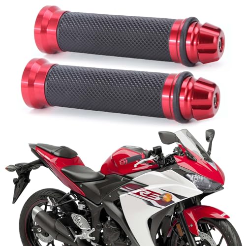 Universal 7/8" 22mm Motorcycle Handlebar Grips - Gel Rubber Compatible with Chopper, Cruiser, Street, Dirt Bike - color: Red