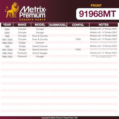 Metrix Premium Chassis Parts - 256 mm Front Coated Vented Disc Brake Rotors - size: 91968MT
