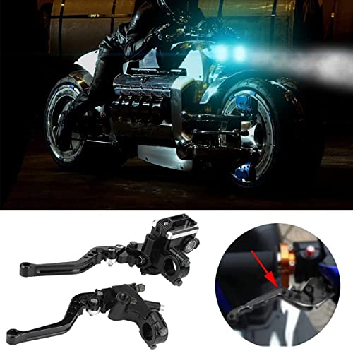 PACEWALKER Universal Motorcycle 7/8" 22mm Handlebar Brake Master Cylinder Clutch Lever CNC Left & Right Set for Honda Kawasaki Suzuki Yamaha - color: Black