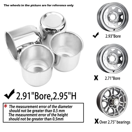 4Pcs 2.91" OD 2.91" H Push Through Trailer Wheel Center Cap for Rim - color: Chrome, size: 2.91" Hub 2.95" H