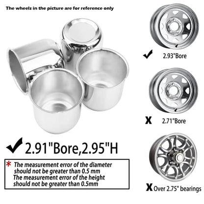 4Pcs 2.91" OD 2.91" H Push Through Trailer Wheel Center Cap for Rim - color: Chrome, size: 2.91" Hub 2.95" H
