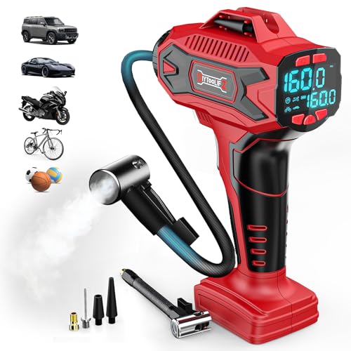 DIYtoolifz 160PSI Tire Inflator Compatible with Milwaukee 18V Battery - color: Red, size: 160 PSI
