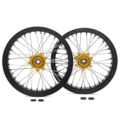 TOFR 17"x3.5" 17"x4.25" Spoked Wheels Rims Hubs for Sur-Ron Ultra Bee Gold - color: Gold, size: 17" Front 17" Rear