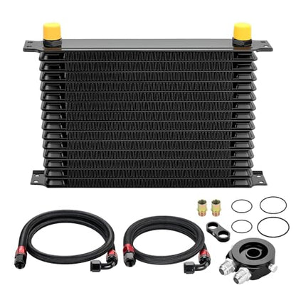 EVIL ENERGY 15 Row Oil Cooler Kit, 10AN Engine Cooler Radiator Universal - size: 15 Row