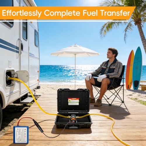 12V Fuel Transfer Pump Set Battery Powered, Gasoline Transfer Pump Moves Up to 120 Gallons Of Gas or Diesel Per Hour with Upgraded Carrying Case, for Vehicles, Boats, Equipments - color: 100GPH