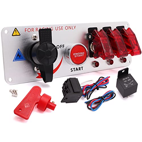 Ignition Switch Panel 12V Push Button Start Race Car Racing 5 in 1 Kit - size: 5 Gang Carbon Fiber