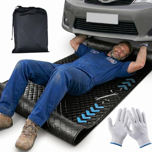 60''x28'' Rolling Creeper Mat with Storage Bag, Foldable Two-Layer Automotive Mechanic Repair Mat, Mechanic Creeper for Low Clearance, Special Roads, Long-Distance Trucks, Mechanics Pad, Black