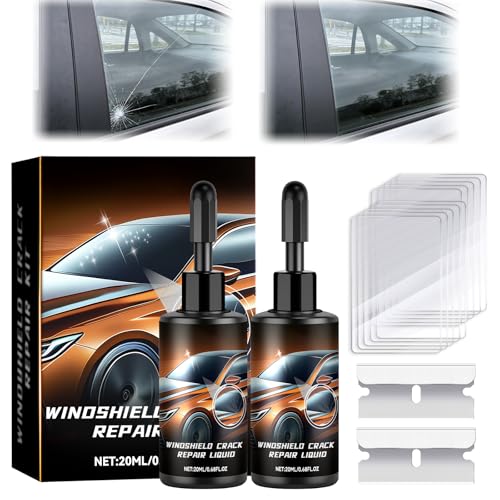 2PCS Windshield Crack Repair Liquid, Windshield Chip Repair Kit, 2026 New Upgrade Car Windshield Crack Repair Kit, Quick-Glass Repair Liquid, Long-Lasting for Windshields, Mirrors, All Crack Types