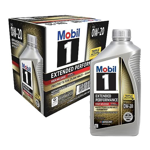 Mobil 1 Extended Performance High Mileage Full Synthetic Oil 0W-20 (6 Pack) - size: 1 Quart (Pack of 6)