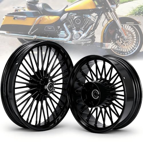 TOFR 21inch 18inch 36 Fat Spoke Wheels Rims For Harley Touring Bagger 09-25 - color: Gloss Black, size: Front:21x3.5 Rear:18x5.5