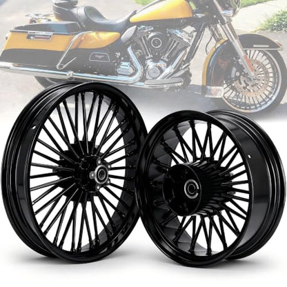 TOFR 21inch 18inch 36 Fat Spoke Wheels Rims For Harley Touring Bagger 09-25 - color: Gloss Black, size: Front:21x3.5 Rear:18x5.5
