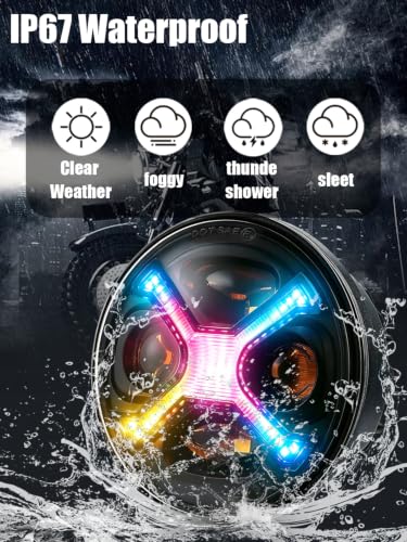 5-3/4 5.75" X-Style DRL Motorcycle Headlight Compatible with Sportster Iron 883 SuperLow XL883 XL1200,Softail Springer, Dyna Street Bob Low Rider - color: Single lamp