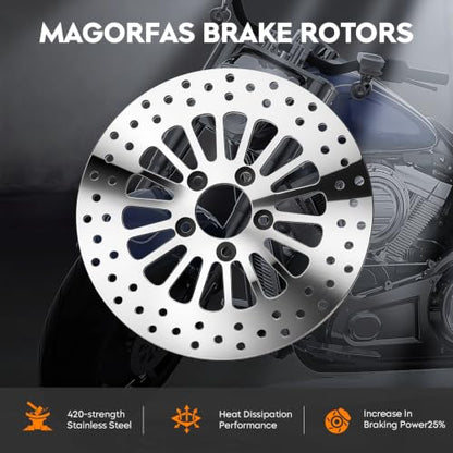 11.8" Polished Front & Rear Brake Rotors w/Bolts Set Fit forHarley Davidson Touring, for Electra Glide/Road King/Street Glide/Road Glide 2008-2022-3 PCS - size: 2 Front 1 Rear Rotor