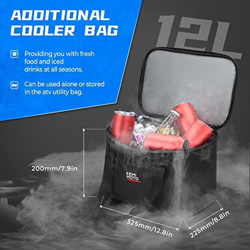 KEMIMOTO ATV Gear Bag for Front Rear Rack, 73L Storage Bag with 12L Cooler - color: Black