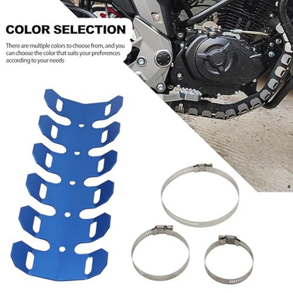 Motorcycle Metal Heat Shield Cover,Universal 9.8in Exhaust Pipe Anti Hot Ironing Tail Heat Shield Cover for All Off Road ATV Dirt Bike Racing(Blue) - color: Blue