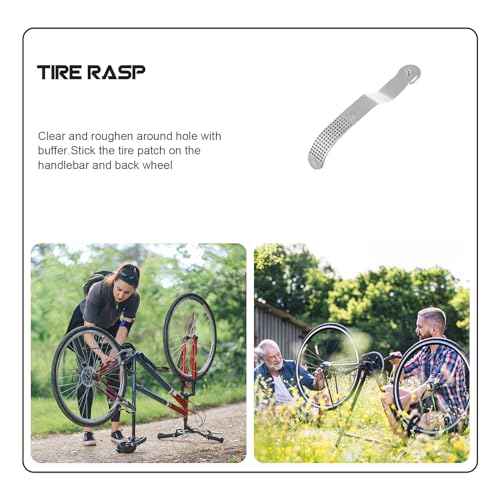 Bicycle Tire Repair Kit - 2-in-1 Metal Rasp & Roller for Puncture Patches Universal Grinder and Applicator for Bike,Motorcycle,Car Tubes & Tubeless